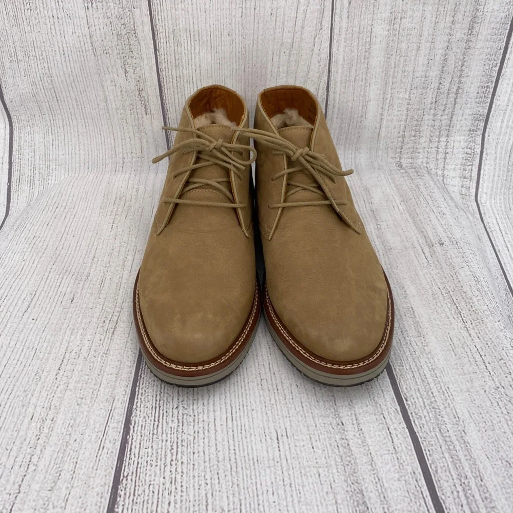 Johnston & Murphy Upton Chukka Boots Mens 10.5 Tan Shearling Nubuck Leather